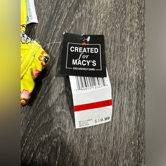 NWT California Waves Yellow Floral Print Underwire Bikini Top - Picture 3 of 6